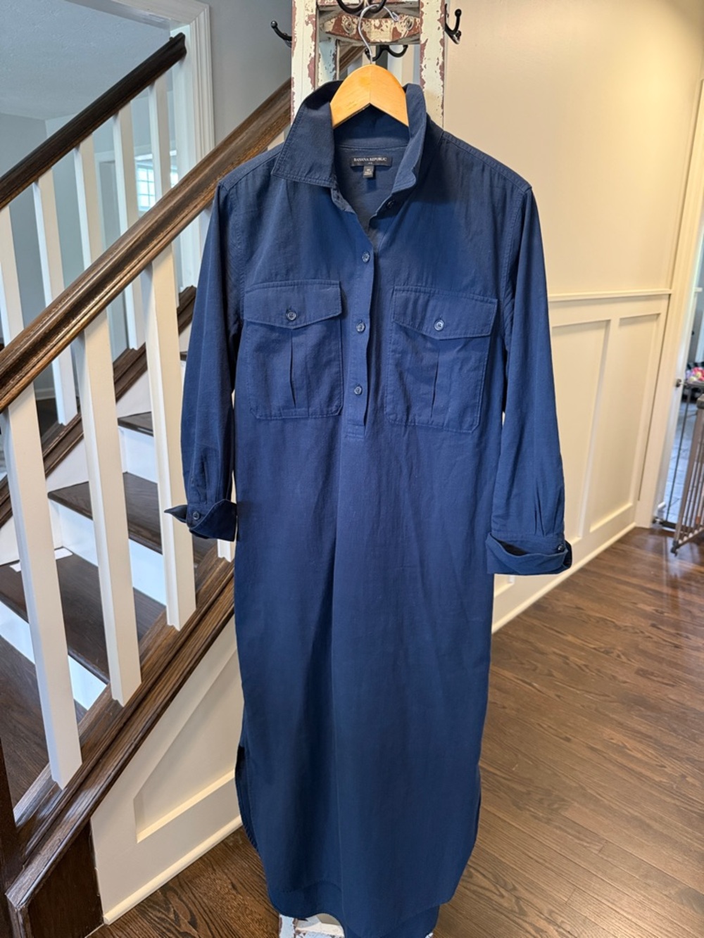 Banana Republic Navy Long Sleeve Shirt Dress
